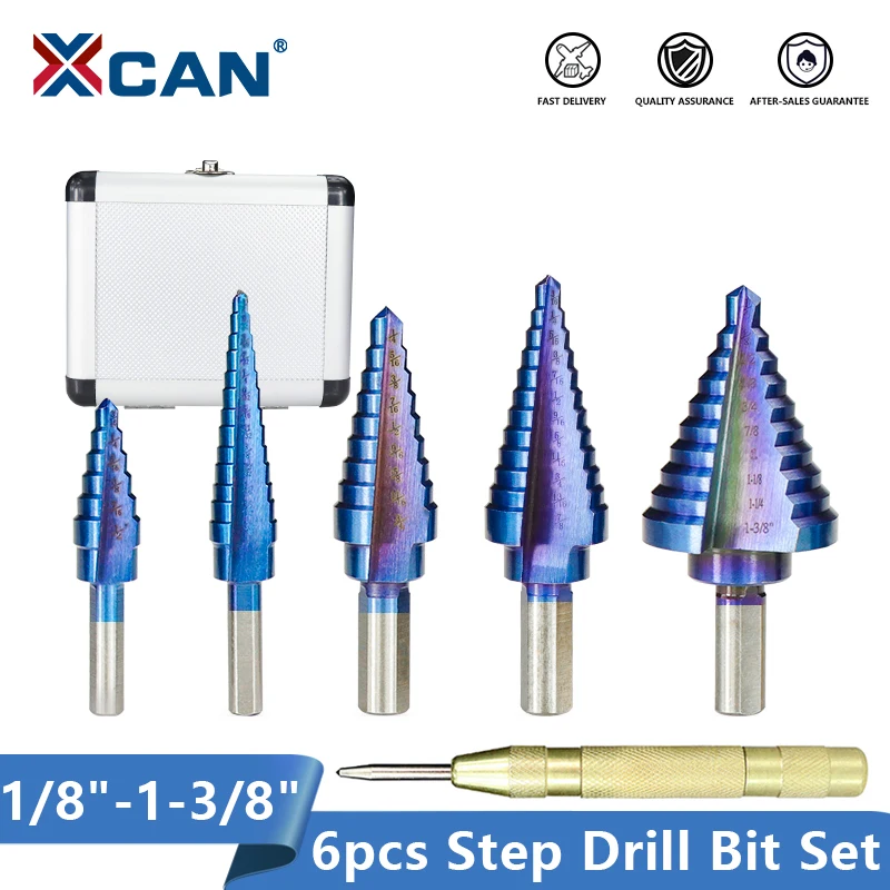 XCAN Step Drill Bit Set 6pcs 1/8