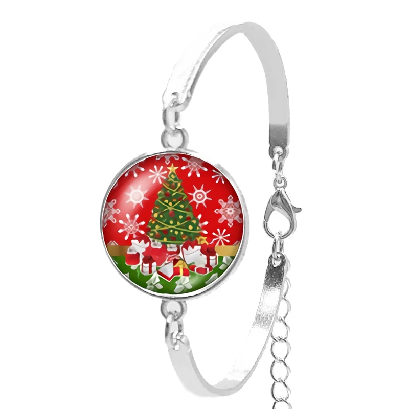 Лучшие продажи новейший Рождественский мультфильм Санта Клаус серии стекло выпуклый Модный женский браслет дамы ювелирные изделия подарок - Окраска металла: 1