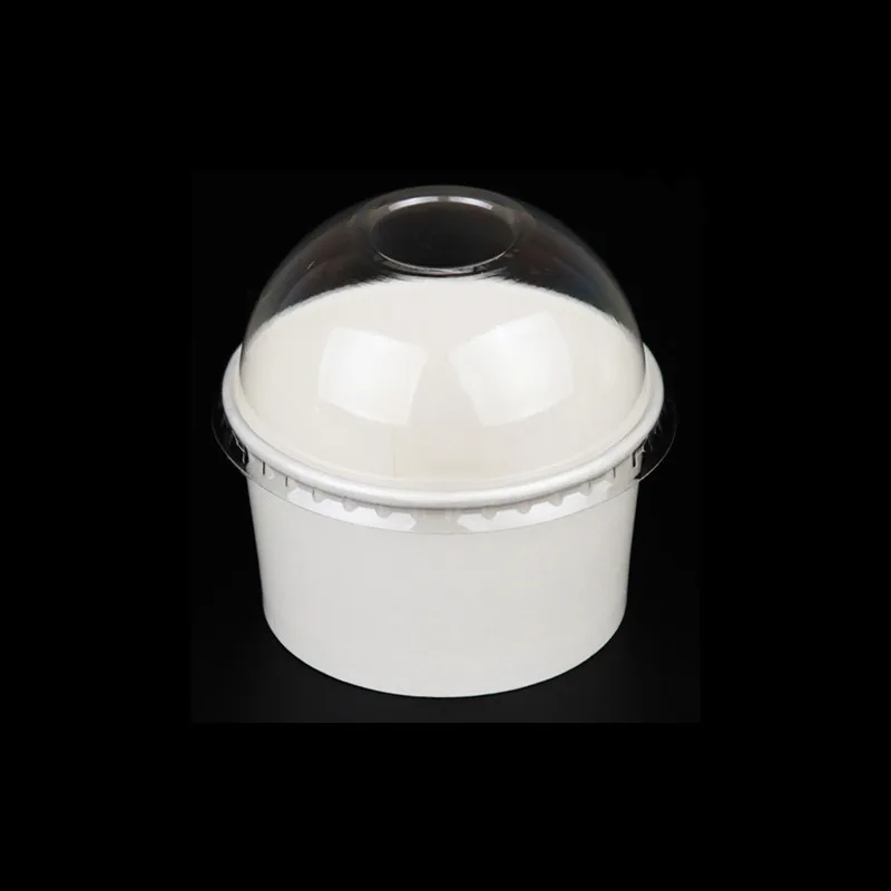 cup and lid1 50 шт. 3/5/8 стержень oz одноразвый Мороженое бумажный стаканчик с двойным полиэтиленовым покрытием белый еды на вынос упаковка в виде стакана с прозрачными крышками - Цвет: cup and lid1