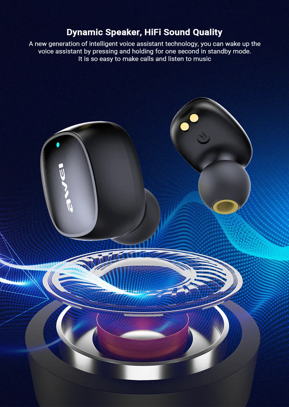 AWEI T13 Bluetooth наушники 5,0 Беспроводные водонепроницаемые сенсорные мини наушники Hifi качество звука TWS наушники
