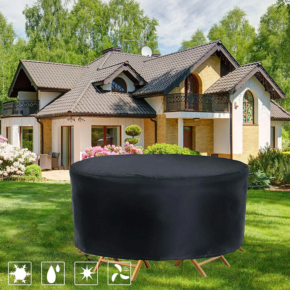 Outdoor Garden Furniture Round Cover Table Chair Set Waterproof Oxford Wicker Sofa Protection Patio Rain Snow Dustproof Cover patio furniture cover