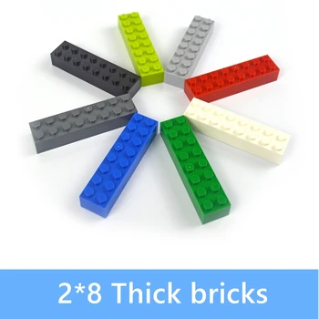 

25pcs 2*8 Dot Thick bricks multiple color Educational Creative DIY Bulk Set Building Blocks Compatible All Brands classic parts