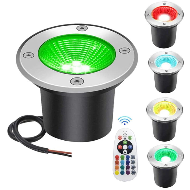 Outdoor 10W Waterproof RGB LED Underground Lamps with Remote Controller 12V 24V Inground Light for Ground Garden Path Park Floor hurricane supreme oscillating stand fan w remote 16 in floor fan household appliances