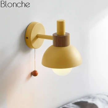 

Sale Wood Wall Lamp Led Macarons Wall Lights for Bedroom Bedside Bathroom Modern Mirror Lamp Home Lighting Fixtures Luminaire