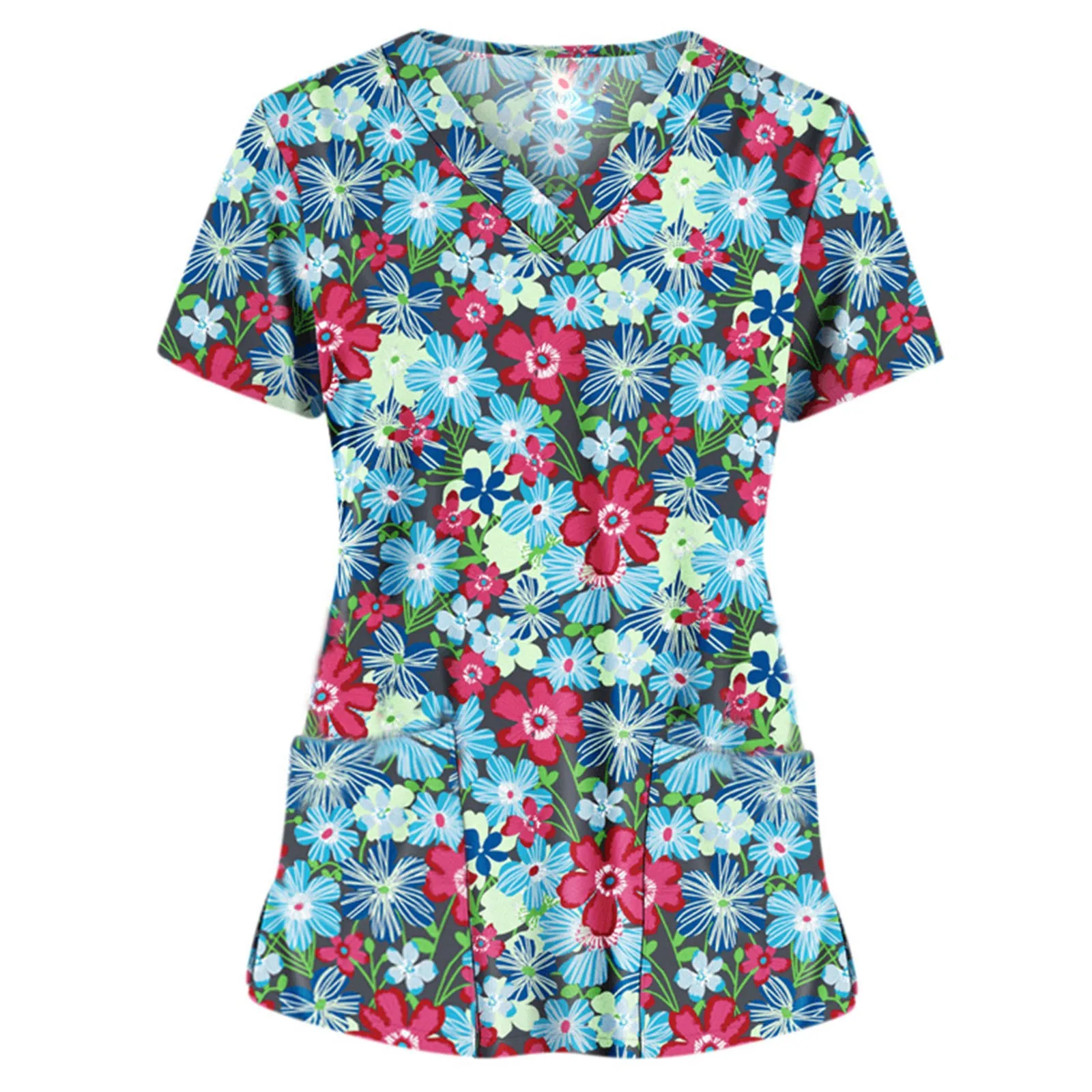 Скрабы Для женщин короткий рукав с круглым вырезом Топы Рабочая Униформа Красота