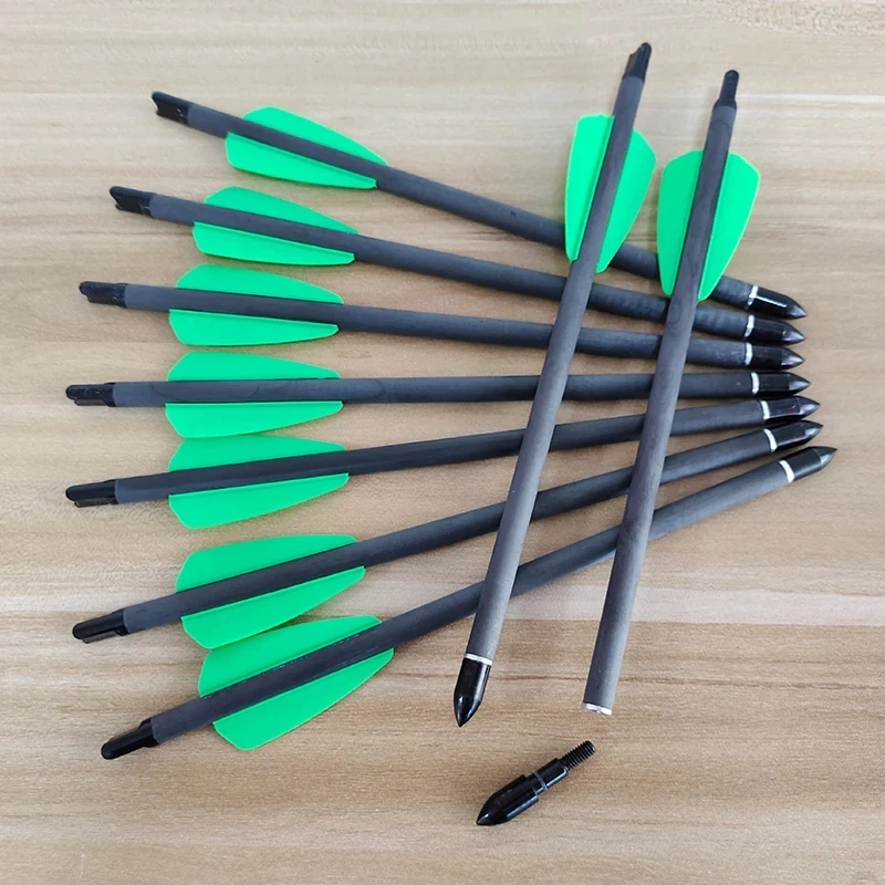 12X 7.5" Pure Carbon Crossbow Bolts Arrows  2" Vanes Sports Crossbow Hunting 