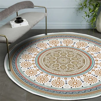 

Sleek Minimalist Modern Ethnic Style Round Carpet For Living Room Bedroom Home Decor Carpet Doormat Children Kids Soft Play Mat