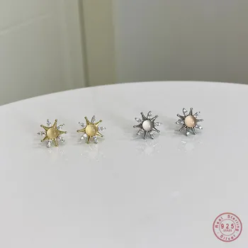 925 Sterling Silver Simple Pavé Crystal Star Stud Earrings Women Temperament Goddess Dress Jewelry Accessories Girlfriend Gift