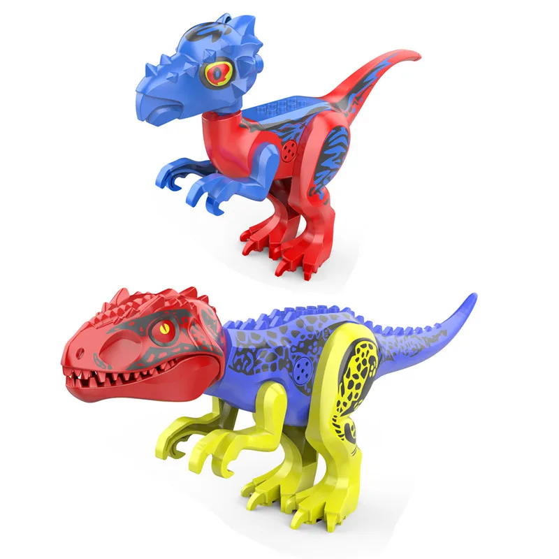 Золотой 2 шт. Парк Юрского периода Раптор динозавры Tanystropheus спинозавр Indoraptor Baryonyx фигурки строительные блоки кирпичи детские игрушки - Цвет: Золотой
