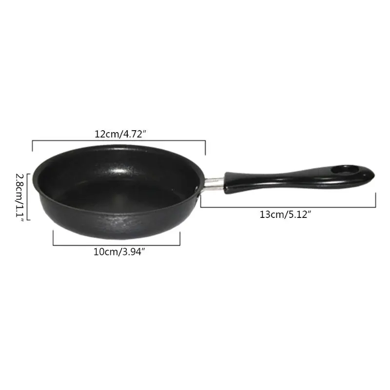 Mini Cooking Pan Non-Stick Iron Frying Pan DuPont Coating Portable Long Handle Fried Eggs Making Breakfast M4YD