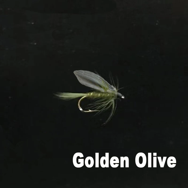 Golden Olive size10 CONTEMPLATOR 6 шт. 10# завязывание мух Золотой Оливковый традиционный мокрый мух водные насекомые средняя вода привлекательные мухи для ловли нахлыстом - Цвет: Golden Olive size10
