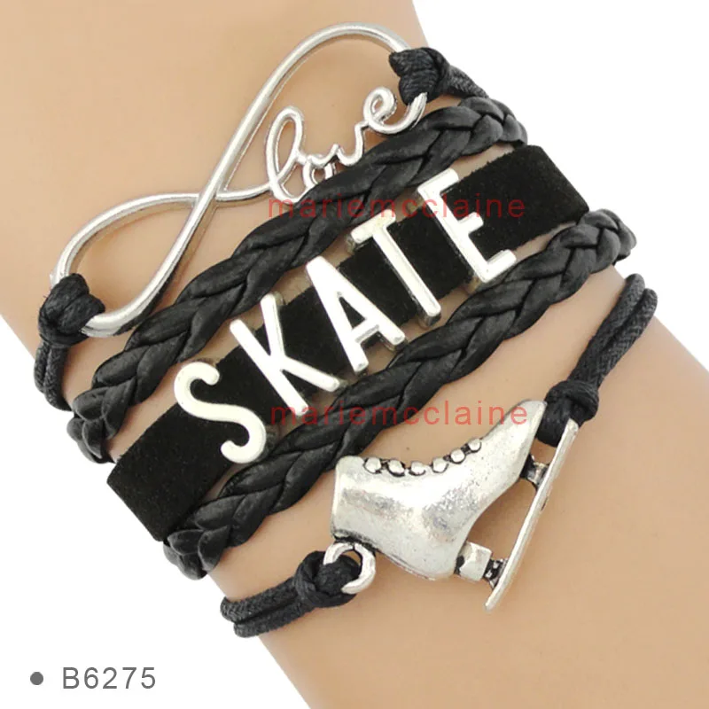 Высокое качество Live Your Dream Infinity Love to Skate Фигурное катание обувь дружба подарки браслеты для женщин - Окраска металла: B6275