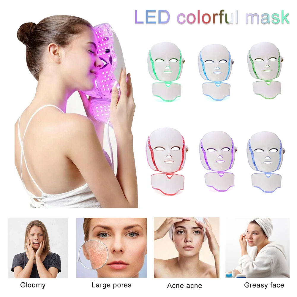 

7 Colors Electric Led Facial Mask Face Mask Machine Light Therapy Acne Mask Neck Beauty Led Mask Led Photon Therapy