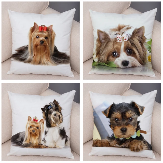 Cute Pet Animal Cushion Cover MINI Dog Soft Plush Pillowcase Decor Dog Printed Pillow Case 2