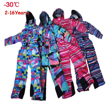 

Brand Kids Snowsuit -30 Winter Baby Girl Boy Ski Jumpsuit 10 12 Waterproof Snowboard Skiing Jacket Sportswear Children Outerwear