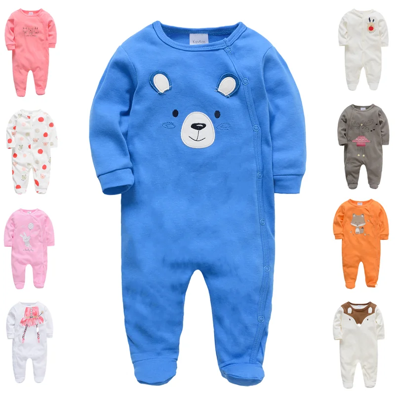 New Born Baby Footies Jumpsuits 0-12m Blue Cartoon Cotton Long Sleeve  Pajamas For Baby Boy Girl Infant Toddler Ropa Bebe - Footies - AliExpress