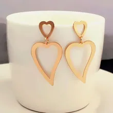 Преувеличенные геометрические выдалбливают золото цвет большой металлический Висячие серьги для женщин Свадебное Сердце массивные ювелирные изделия Шарм Brincos