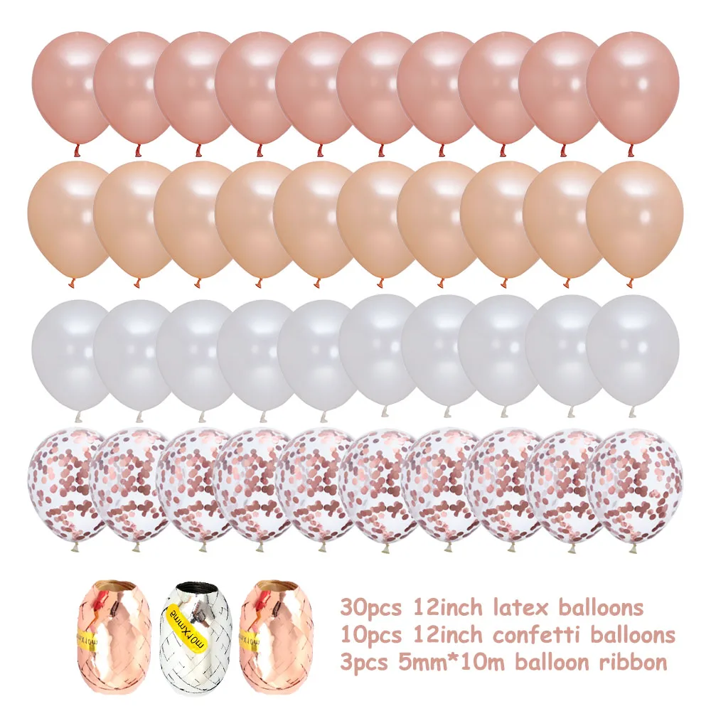 40 unids/lote de globos de confeti de látex de 12 pulgadas, conjunto de globos cromados de oro rosa para aniversario, boda, cumpleaños, Baby Shower, regalo de decoración para fiesta