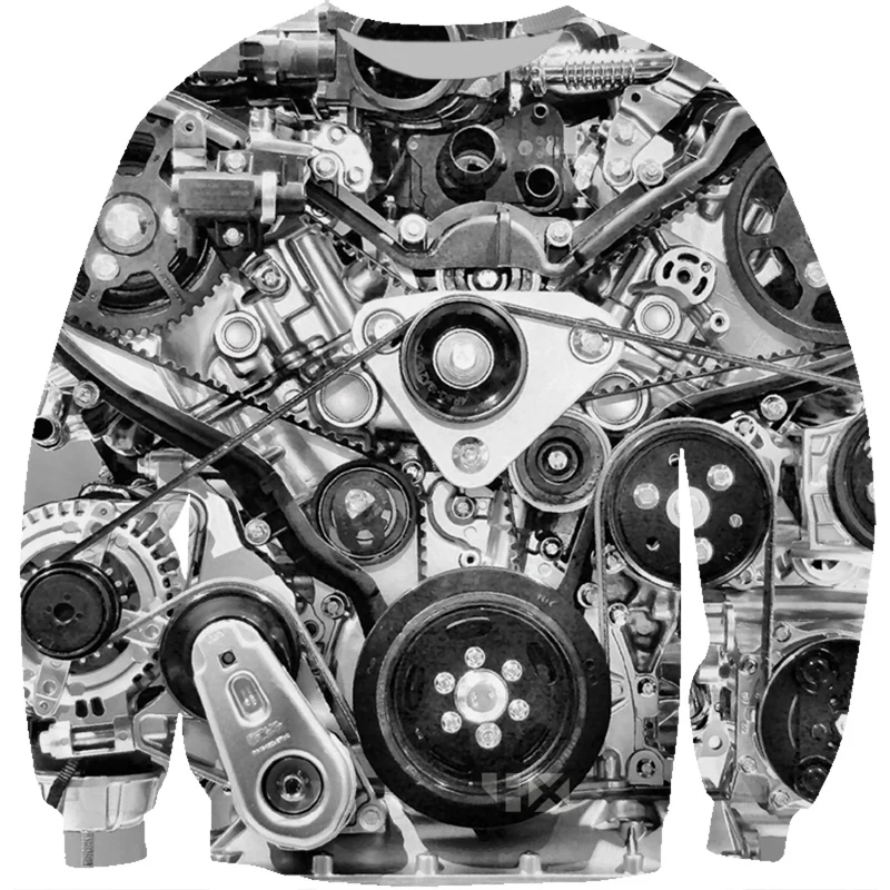 Sweatshirt Винтажный дизайн автомобиля двигатель шаблон 3D печать толстовки с длинным рукавом мужская толстовка с капюшоном женские ретро Harajuku топы оверсайз - Цвет: Sweatshirt