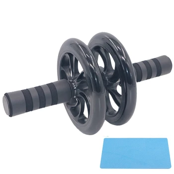 

Gym Equipment Low Noise Muscle Training Body Building Abdominal Roller For Belly Waist Indoor Sports Dual Wheel With Knee Mat