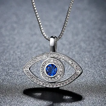 Blue Rhinestone Luck Turkey Blue Evil Eye Choker Necklace for Women Box Chain Pendant Necklace Fashion Jewelry