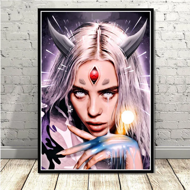 Горячая Billie Eilish музыка поп-звезда плакаты и принты фотографии на стене полотно с рисунком для декорирования домашнего декора куадро - Цвет: 15