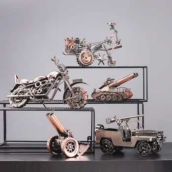 

Nostalgic Vintage Car Iron Model Handcraft Motorcycle Figurine Locomotive Collecting Artware Ornament Home Decoration Gift