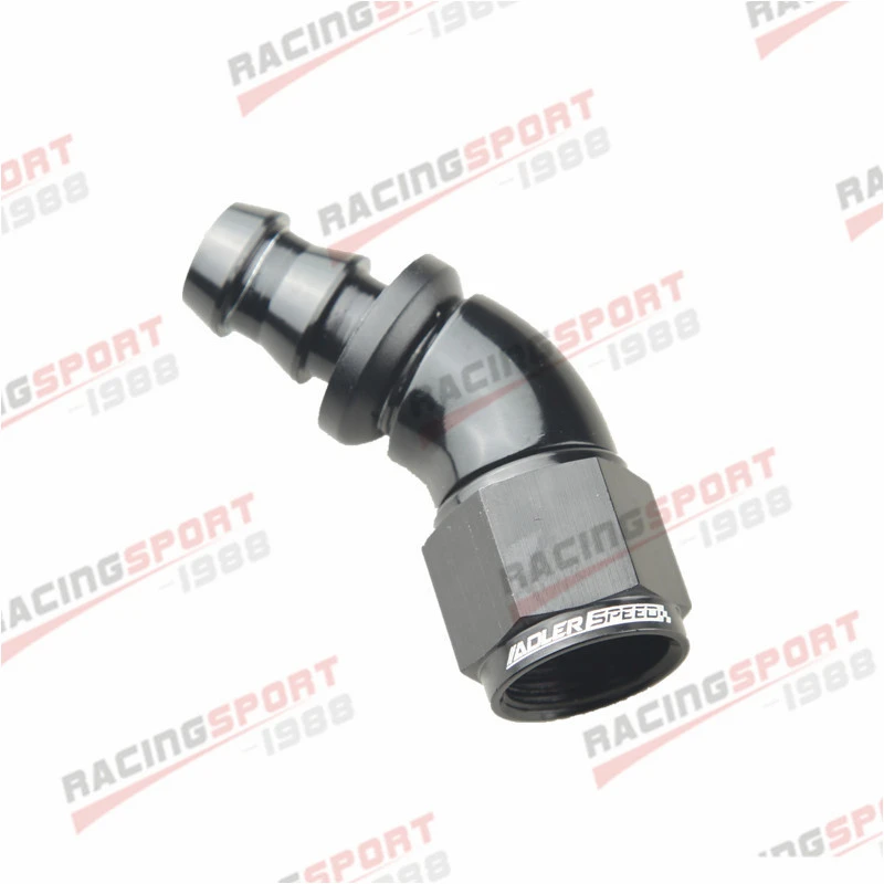 45 Degree 8an An 8 Push On Lock One Piece Full Flow Hose End Fitting Black Valves Parts Aliexpress