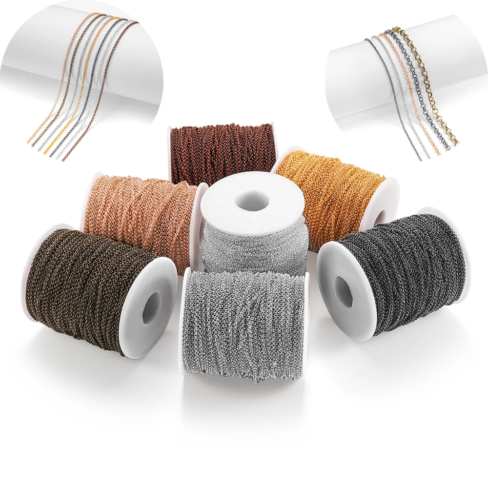 

5 m/lot2 2.5 3.2 4.8 5.8mm Bulk Rolo Chain Punk Long Chain Open Link Chains For DIY Handmade Jewelry Making Findings Accessories