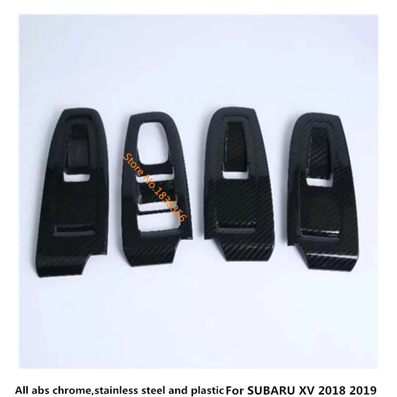 Car ABS Chrome/Carbon Fibre Door Window Glass Panel Armrest Lift Switch Button Trim Frame 4pcs For SUBARU XV