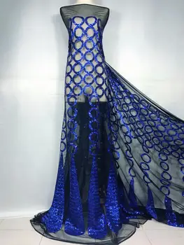 

New 2020 High Quality Royal Blue Lace Latest African Sequin Lace Fabric Embroidery African French Lace Fabric for Party Dress