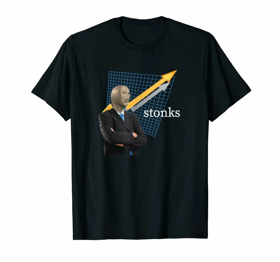 Stonks Meme Man Забавный сток трейдер рынок забавная черная футболка Cool крутые Топы