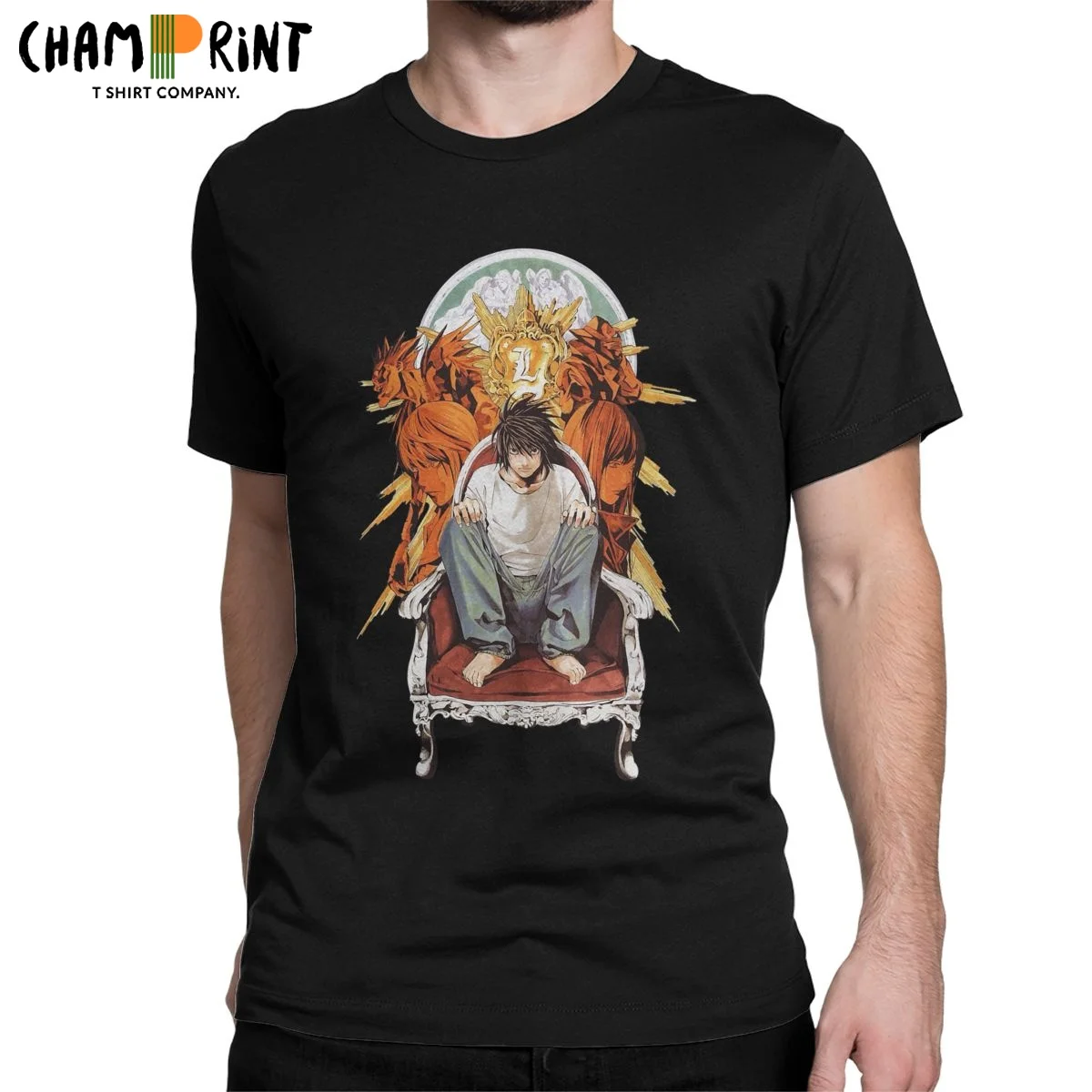 

Death Note T-Shirts for Men Yagami Light Hipster 100% Cotton Tee Shirt Round Collar Short Sleeve T Shirts New Arrival Clothes