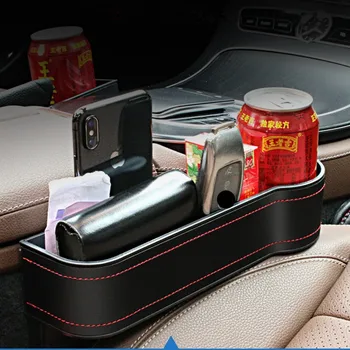 

Hot Sale Car seat storage box ABS plastic with leather material Crevice Storage Box Seat Gap Slit Universal Auto Organize tools
