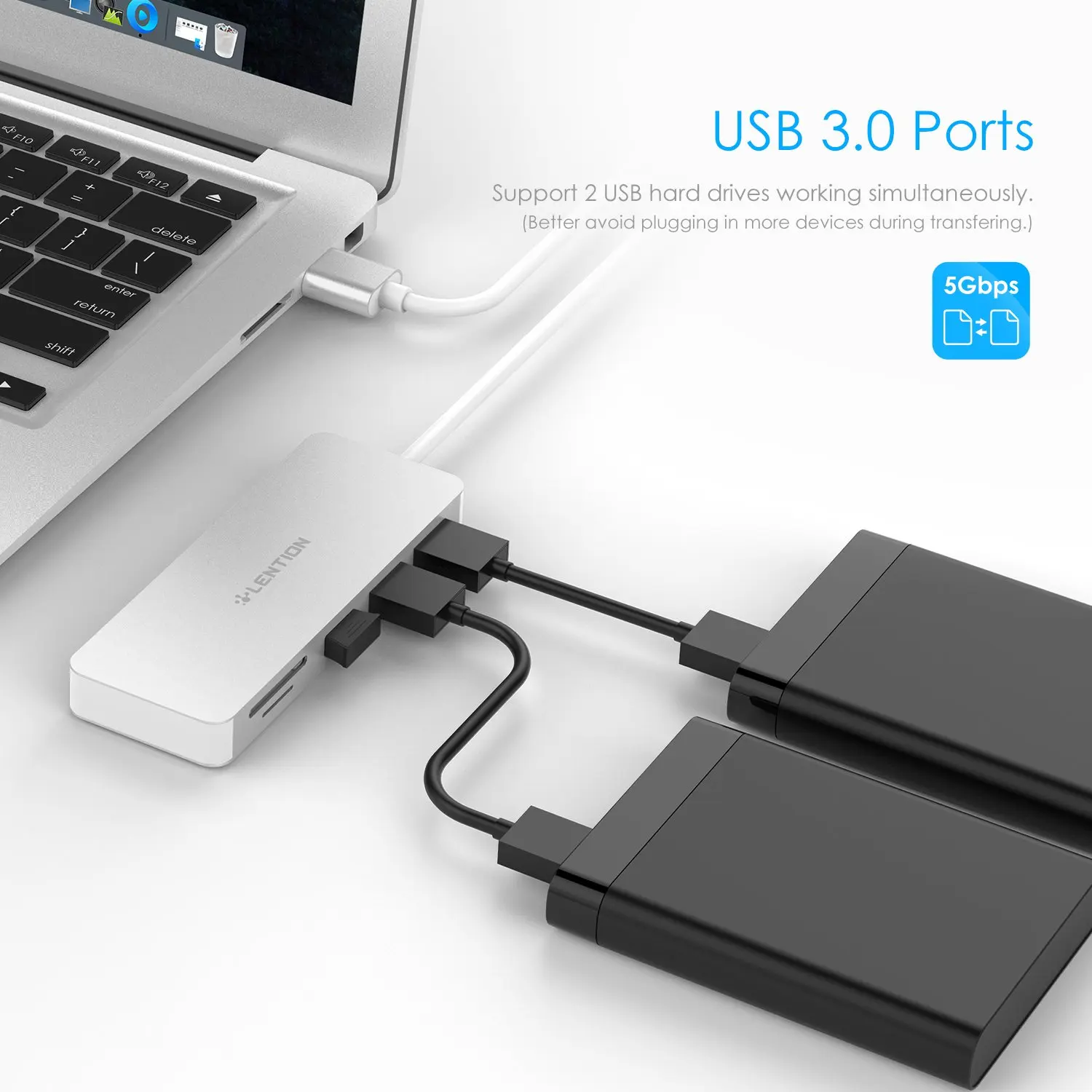 3-Порты и разъёмы USB 3,0 Тип, USB концентратор с SD/микро SD кард-ридер адаптер объектива для камер Micro SDXC, Micro SDHC/SD/UHS-I карты, Порты и разъёмы адаптер для MacBook Air