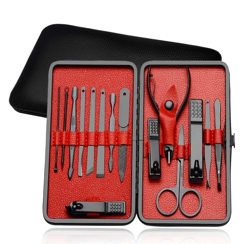 Ferramentas para Cortador de Unhas Kits com Case Manicure Pedicure Conjunto Clippers Unha 15pcs Aço Inoxidável Kit Portátil Ssw 7 unhas kits com caso portátil ssw