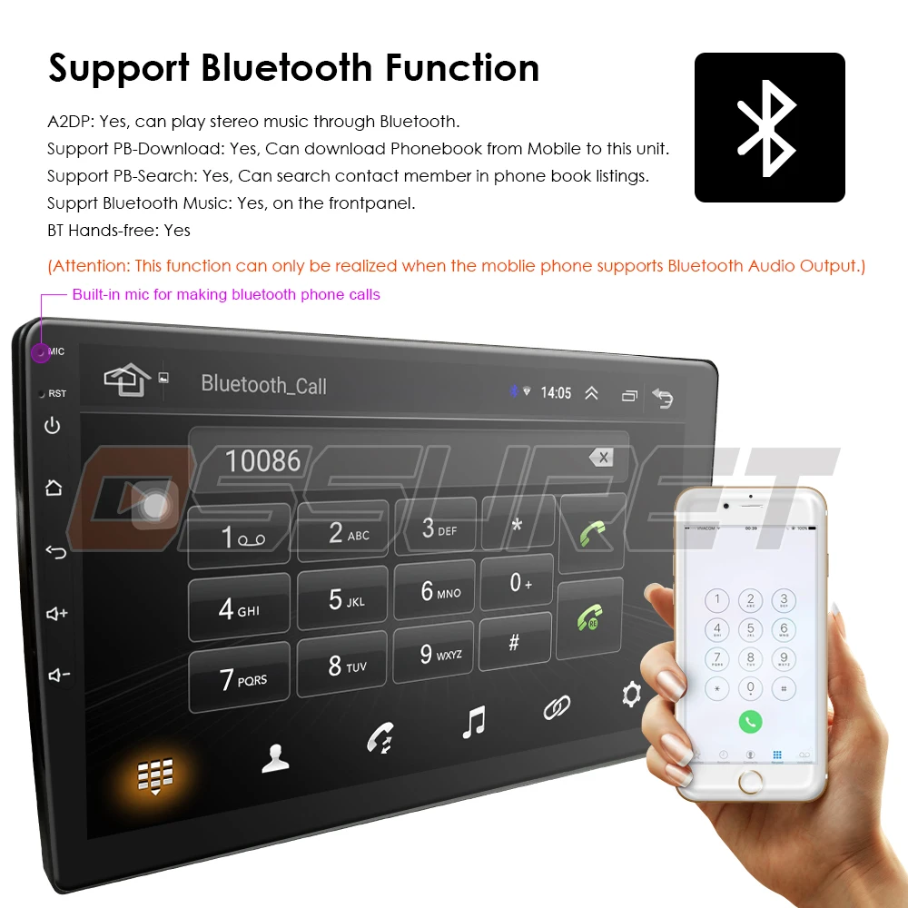 

10.1'' Universal Quad Core Car Multimedia Player 2DIN 1G+16G for Android 9.0 GPS Navigation Bluetooth Mirror link WIFI 4G SWC