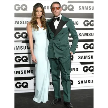 

New Men’s Suit Smolking Noivo Terno Slim Fit Easculino Evening Suits For Men Tuxedos Groom Green Double Breasted Groomsmen Prom