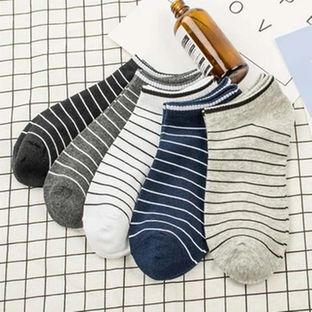 

Wholesale men's cotton short tube boat socks thin striped sports socks