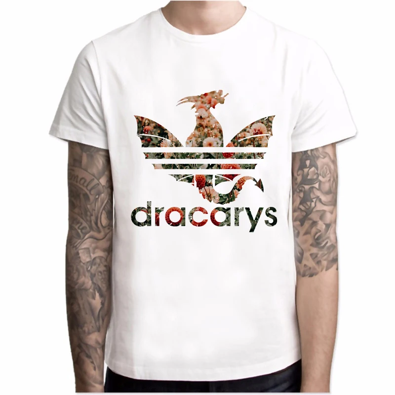 white Dracarys, Мужская футболка, Игра престолов, harajuku, Винтажная футболка, Camisetas hombre, хипстер, удобная игровая футболка, топы - Цвет: white