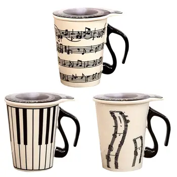 

270ML Ceramic Mug With Instrument Cover Musical Note Milk Coffee Mug Kitchen Table Hot Mugs Water Bottle For Student 425C