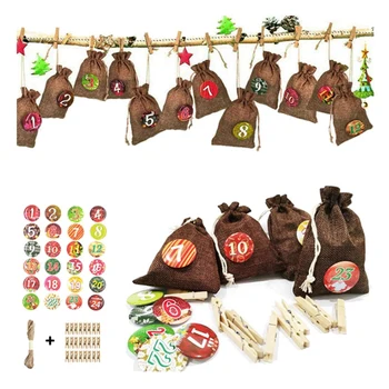 

Christmas Bag Advent Calendar Linen Gift Candy Packaging Small Cloth Bag Christmas Gift Bag Candy Bag