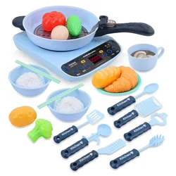 Ensemble de jouets de cuisine pour enfants, 26 pièces, pour faire semblant de jouer à la cuisinière à Induction, ustensiles de cuisine, Hot Dog, frites, Pizza, petit déjeuner 