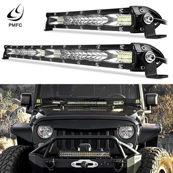 

PMFC Light Car Styling Super Slim 10 20 inch Led Work Light 12V 24V Led Bar Combo Spot Flood for ATV Boat Trucks Tractor Driving