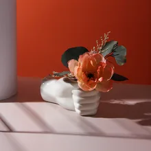 Aliexpress - Room Dining Ornaments Small Flower White For Nordic Art Style Vase Creative Irregular Human Hand Shape Intercarant Container