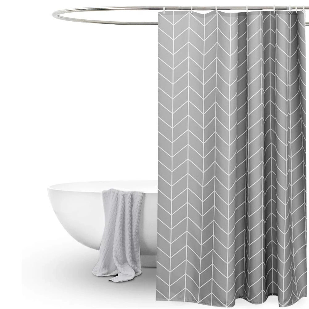 

PEVA Bath Fashion Drape Bathroom Supplies Striped Extra Long Anti Mold Shower Curtain Geometric Pattern Home Soft Anti Bacterial