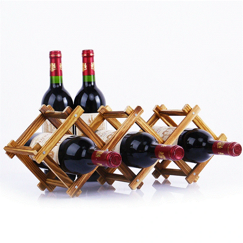 Hot Sale Creative Wine Holder Home Bar Beer Stand Foldable Wooden Rack Organizer Display Shelf (5 Bottle) | Дом и сад