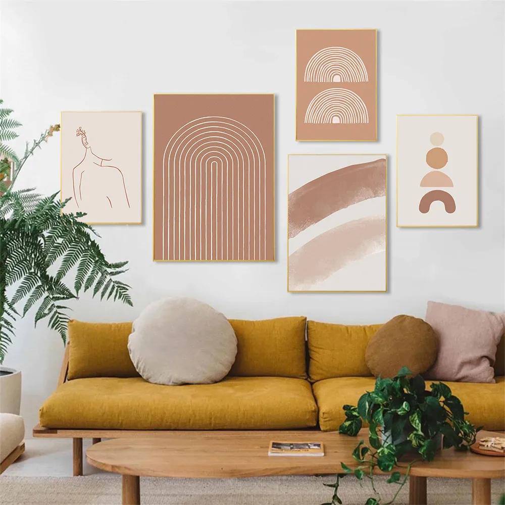 Abstract-Rainbow-Line-Posters-Modern-Mid-Century-Canvas-Painting-Terracotta-Boho-Geometric-Wall-Art-Print-Picture (3)