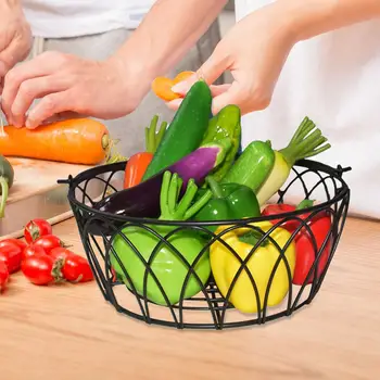 

Nordic Style Fruit Basket Wire Decorated Metal Storage Basket Black Display Bowl Fruit Rack Vegetable Table Dining Decoratio 40P