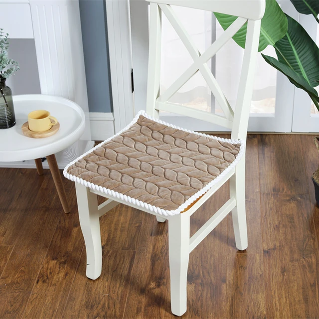 1pc Solid Square Seat Cushion, Plush Chair Seat Cushion Non Slip Chair Pad Square Flannel Fart Pad Soft Thin Pillow for Home Decor Garden Party Dining